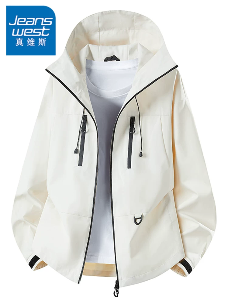 Áo khoác có mũ trùm đầu phong cách Mỹ của Jeanswest dành cho nam, mùa xuân thu, thương hiệu thời trang cao cấp, áo khoác ngoài trời rộng rãi chống gió.