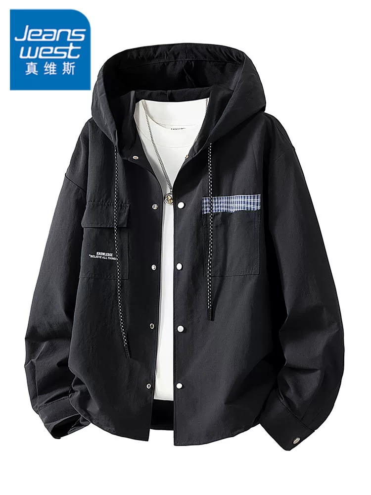 Áo khoác cardigan có mũ kiểu Mỹ mới của Jeanswest 2026 dành cho nam, mùa xuân thu, dáng rộng, phong cách thời trang, đa năng.