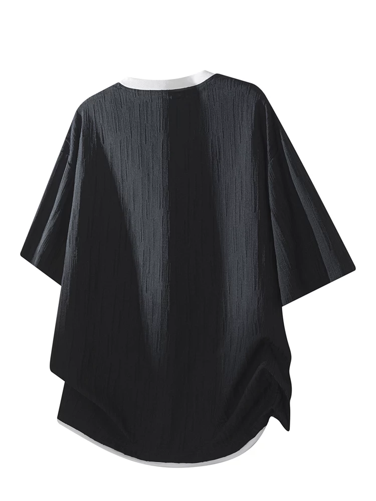 Áo thun cổ tròn giả hai mảnh phong cách Mỹ của Jeanswest dành cho nam, thương hiệu thời trang cao cấp mùa hè, tay ngắn rộng rãi, thoáng khí.
