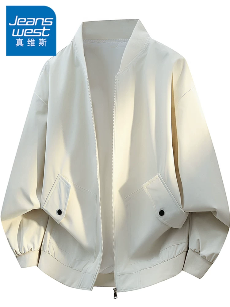 Áo khoác công sở cổ bóng chày hợp thời trang của Jeanswest dành cho nam, mùa xuân và mùa thu, phong cách Mỹ cao cấp, áo khoác ngoài rộng rãi, thoải mái, đa năng.