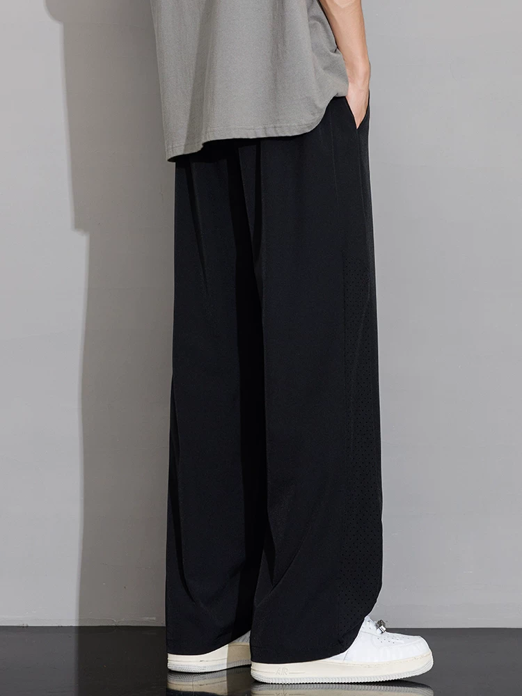 Quần Jeanswest kiểu Mỹ thời trang, chất liệu lưới nhanh khô, vải lụa băng dành cho nam, quần thể thao mùa hè mỏng, rộng rãi, đa năng, ống thẳng, phong cách thường ngày.