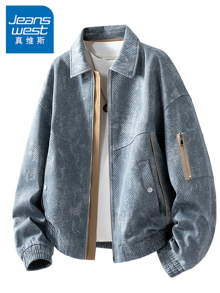 Áo khoác cổ điển cỡ lớn của Jeanswest American dành cho nam giới, mùa xuân thu, thương hiệu thời thượng cao cấp, áo khoác ngoài rộng rãi và sành điệu.