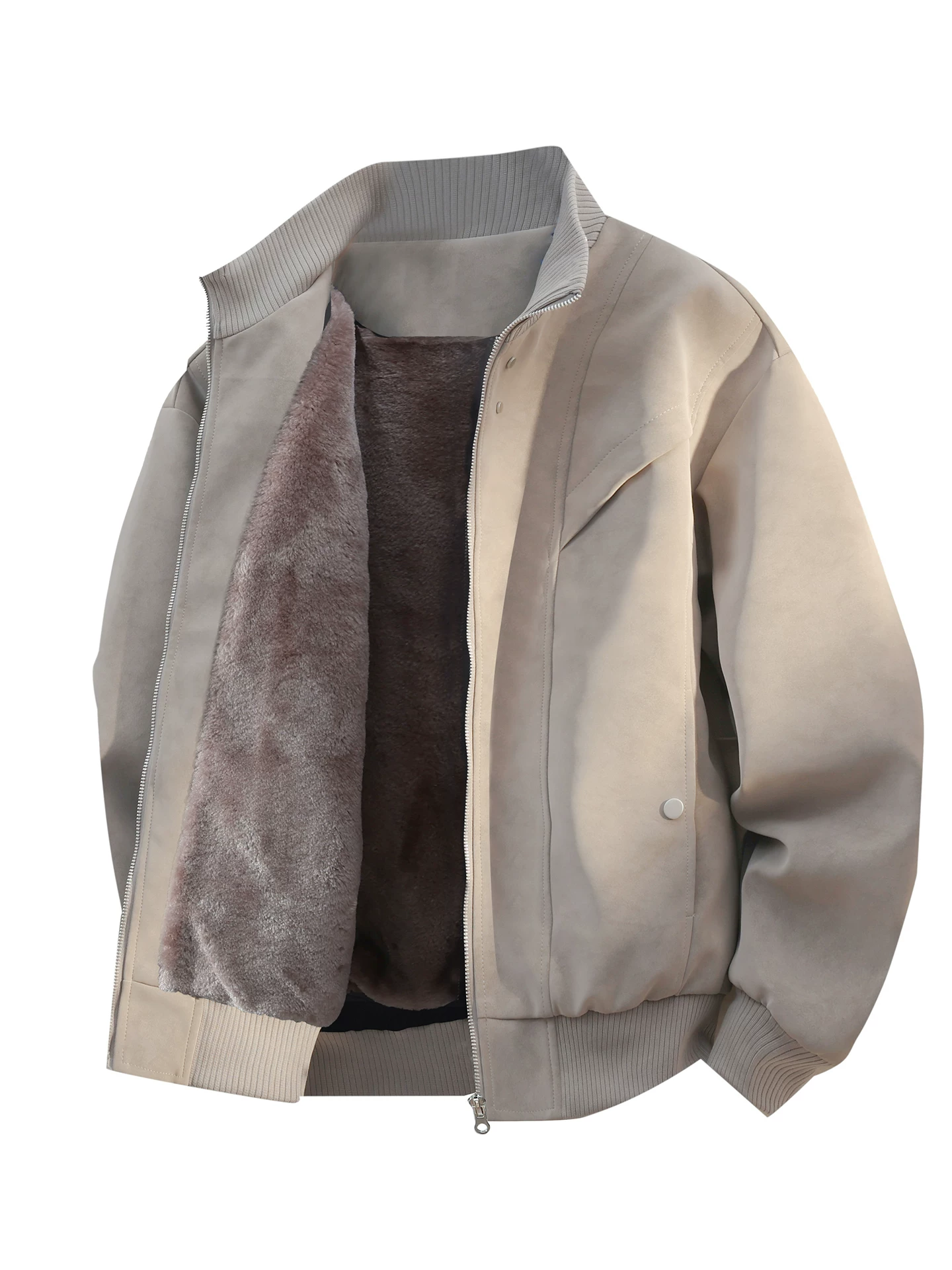 Áo khoác công sở cổ đứng lót lông cừu kiểu Mỹ của Jeanswest dành cho nam, áo khoác cỡ lớn mùa thu đông.