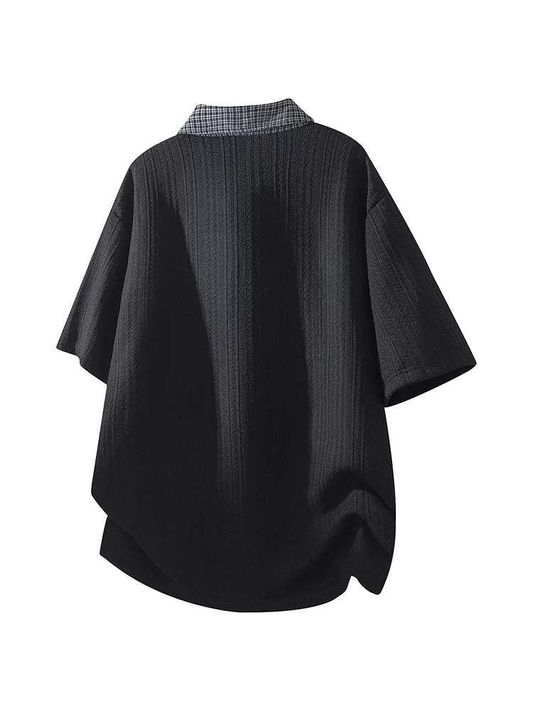 Áo thun kẻ sọc giả hai mảnh tay lửng của Jeanswest dành cho nam, áo thun ngắn tay rộng rãi, thoáng khí, mùa xuân hè.