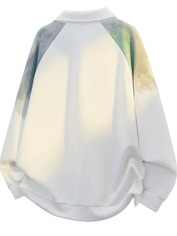 Áo sweatshirt nam Jeanswest phong cách Mỹ cổ điển, phối màu tie-dye, cổ trụ, dáng rộng, đa năng, tay dài, mẫu mới thu 2025
