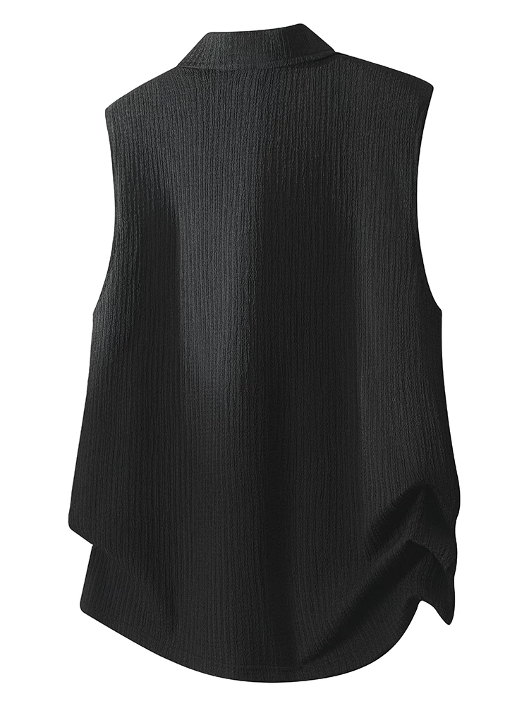 Áo thun không tay cao cấp có cổ của Jeanswest dành cho nam, áo thun màu đen thời trang rộng rãi thoáng khí mùa xuân hè.