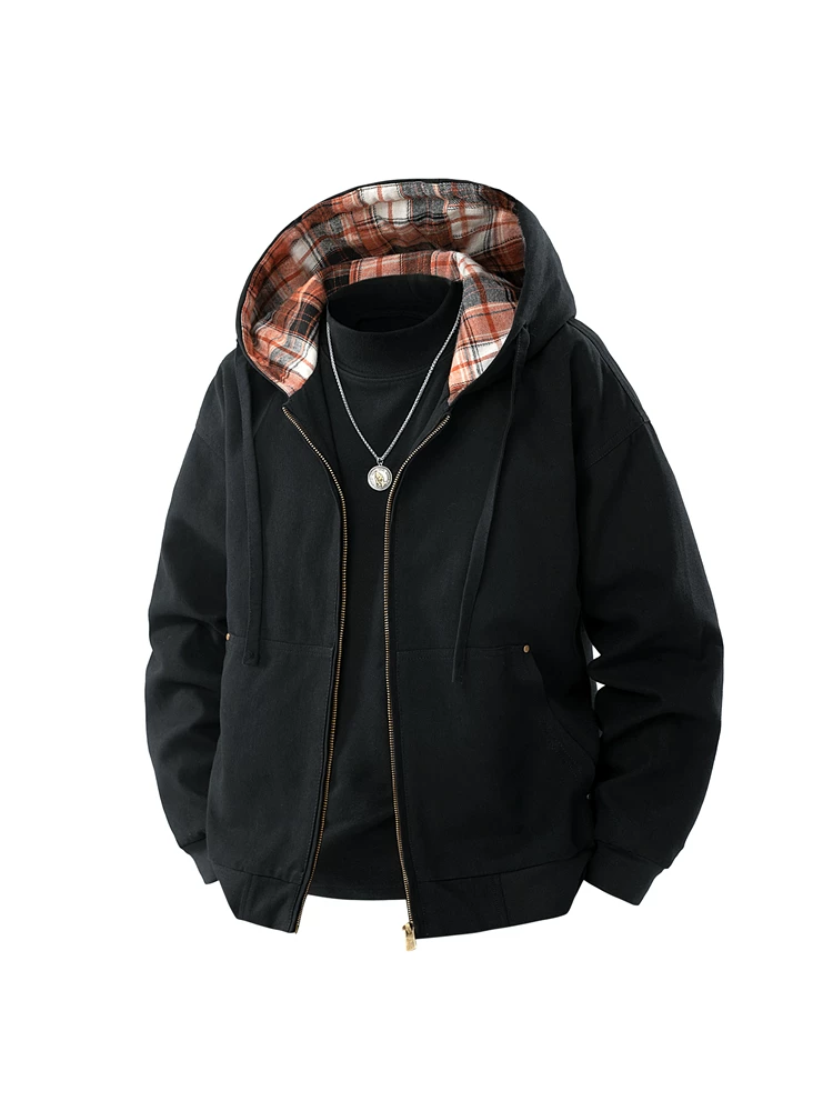 Áo khoác có mũ trùm đầu kiểu retro của Jeanswest dành cho nam, áo khoác ngoài mùa xuân dáng rộng, đa năng, chống gió, dành cho cặp đôi.