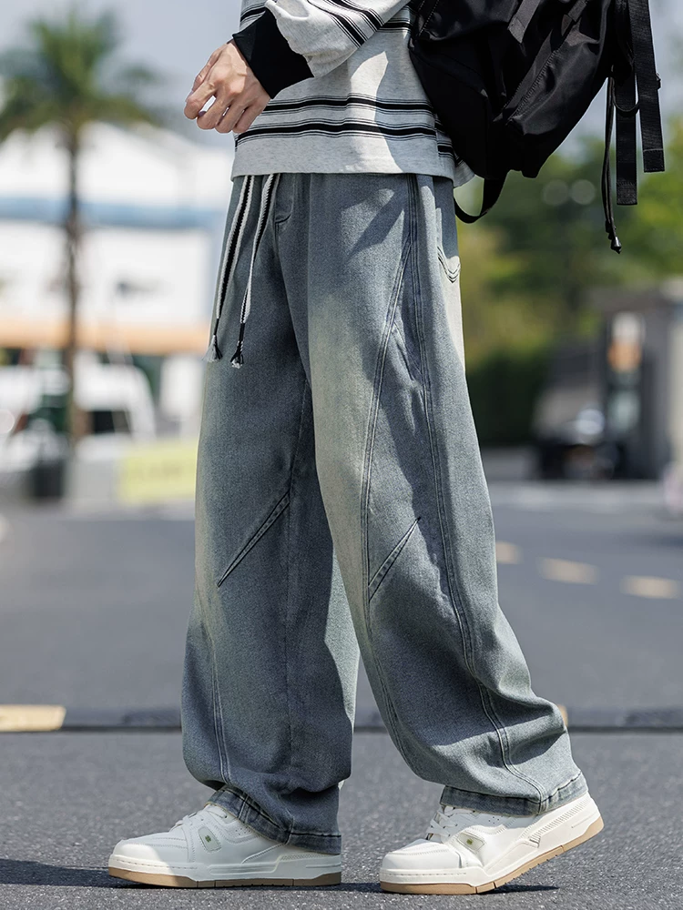 Quần jeans nam Jeanswest kiểu Mỹ cổ điển, dáng thẳng, chất liệu washed, phong cách xuân thu mới, size lớn, quần dài rộng rãi, thoải mái.