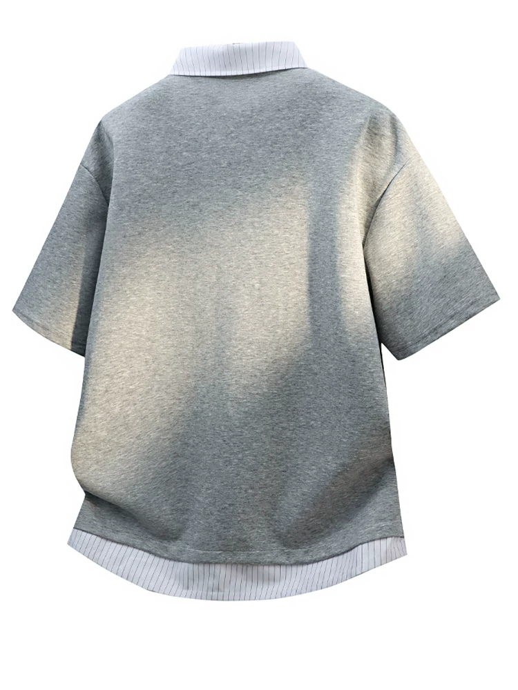 Áo thun giả hai lớp Jeanswest thoáng khí dành cho nam, kiểu dáng rộng rãi cao cấp mùa hè, áo nửa tay thời trang thân thiện với làn da.