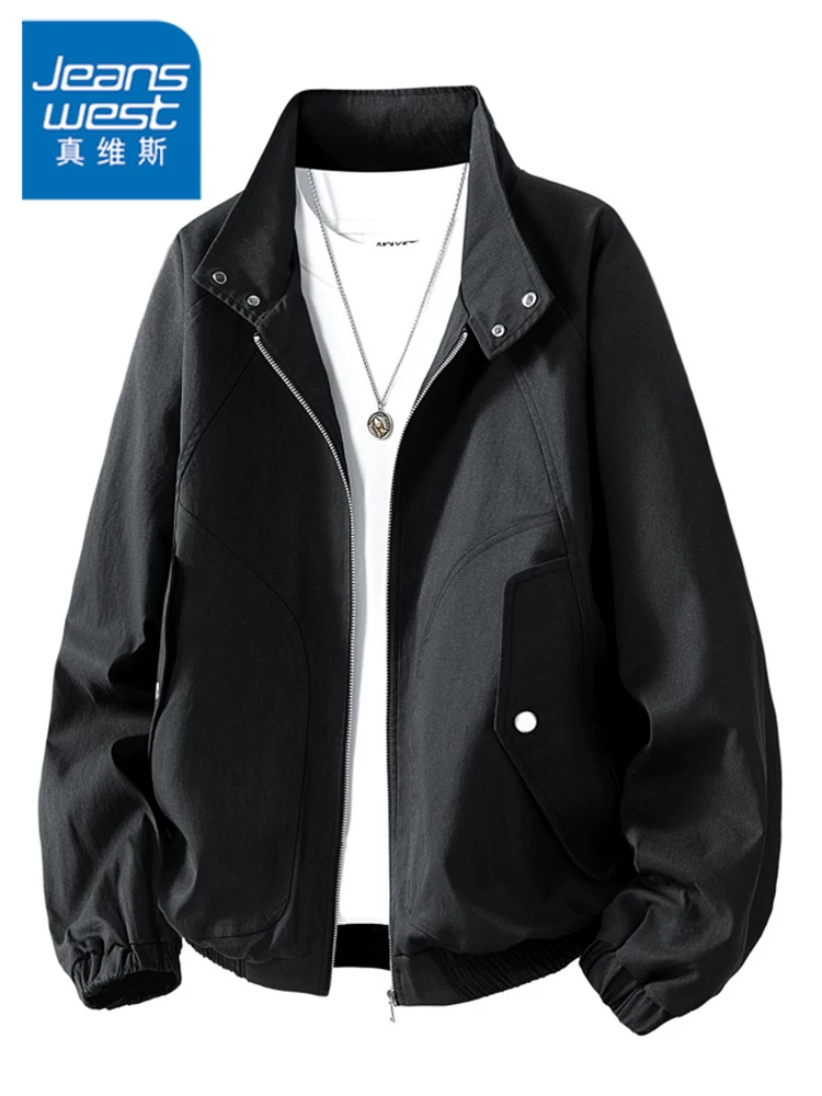 Áo khoác cổ đứng phong cách retro của Jeanswest dành cho nam, mùa xuân thu, thương hiệu thời thượng cao cấp, áo khoác ngoài phong cách thoải mái, cá tính.