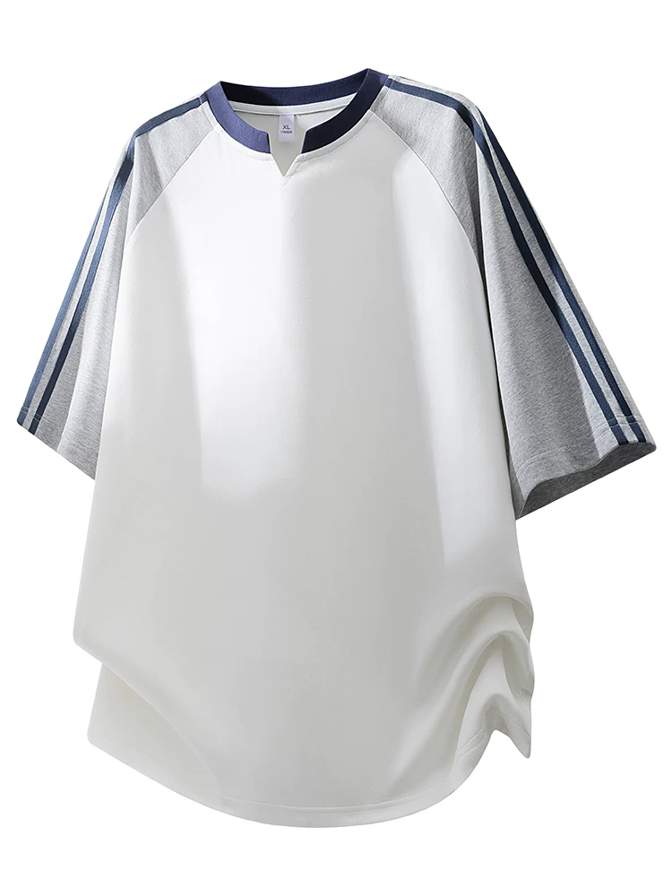 Áo thun nam cổ chữ V sọc màu phong cách Mỹ của Jeanswest, thương hiệu thời trang cao cấp mùa hè, tay ngắn rộng rãi, thoáng khí, thân thiện với làn da.