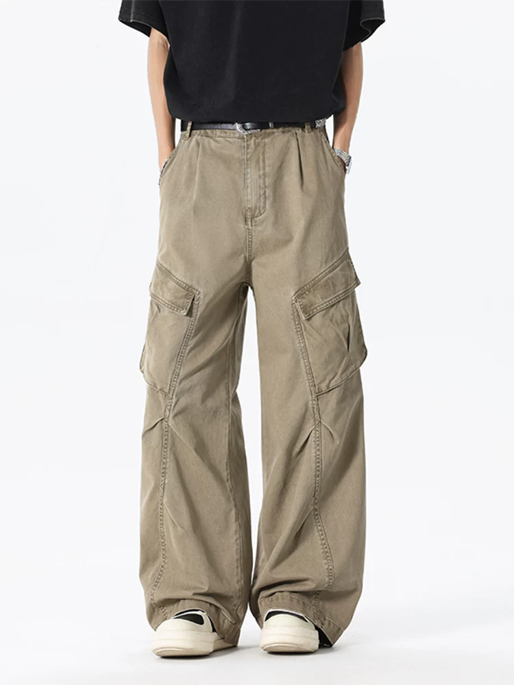 Quần dài kaki nam Jeanswest 100% cotton nguyên chất kiểu Mỹ, ống rộng, chất liệu dày dặn, mặc mùa xuân thu, phong cách casual.