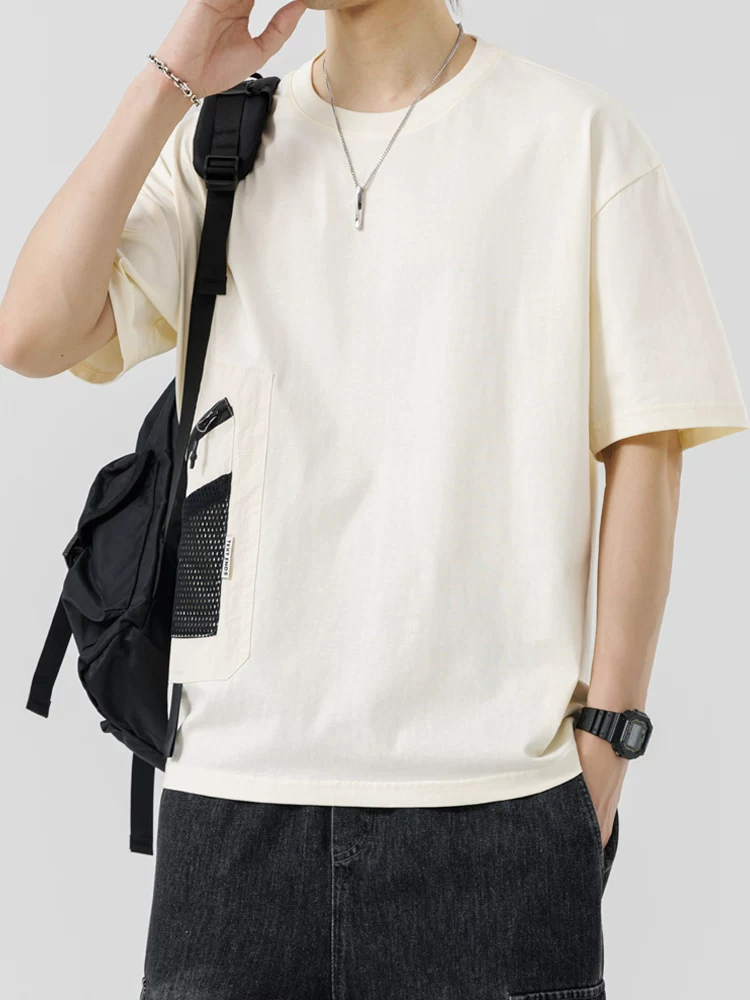 Áo thun ngắn tay Jeanswest dành cho nam, chất liệu lụa băng mùa hè, thương hiệu thời trang có thiết kế túi, dáng rộng, đa năng, thoáng khí.