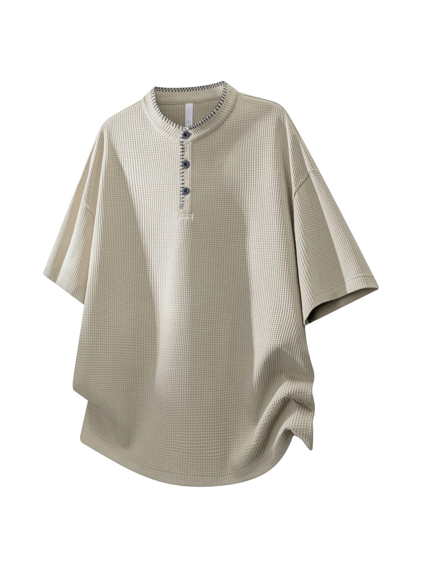 Áo thun nam cổ Henley kiểu Mỹ của Jeanswest, may thủ công, phong cách thường ngày, cảm giác cao cấp mùa hè, dáng rộng, thoáng khí, thân thiện với làn da, tay ngắn.