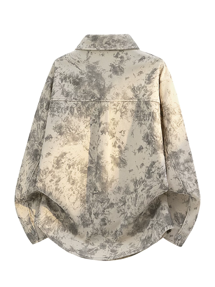 Áo sơ mi nam cổ điển nhuộm tie-dye phong cách Mỹ của Jeanswest, kiểu dáng mới mùa xuân thu, rộng rãi, thời trang và đa năng.