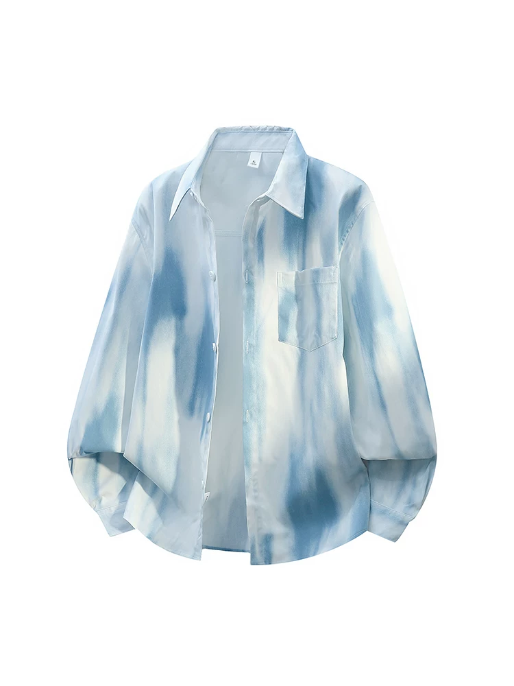 Áo sơ mi dài tay nhuộm tie-dye của Jeanswest dành cho nam, mùa thu, dáng rộng, cảm giác cao cấp.