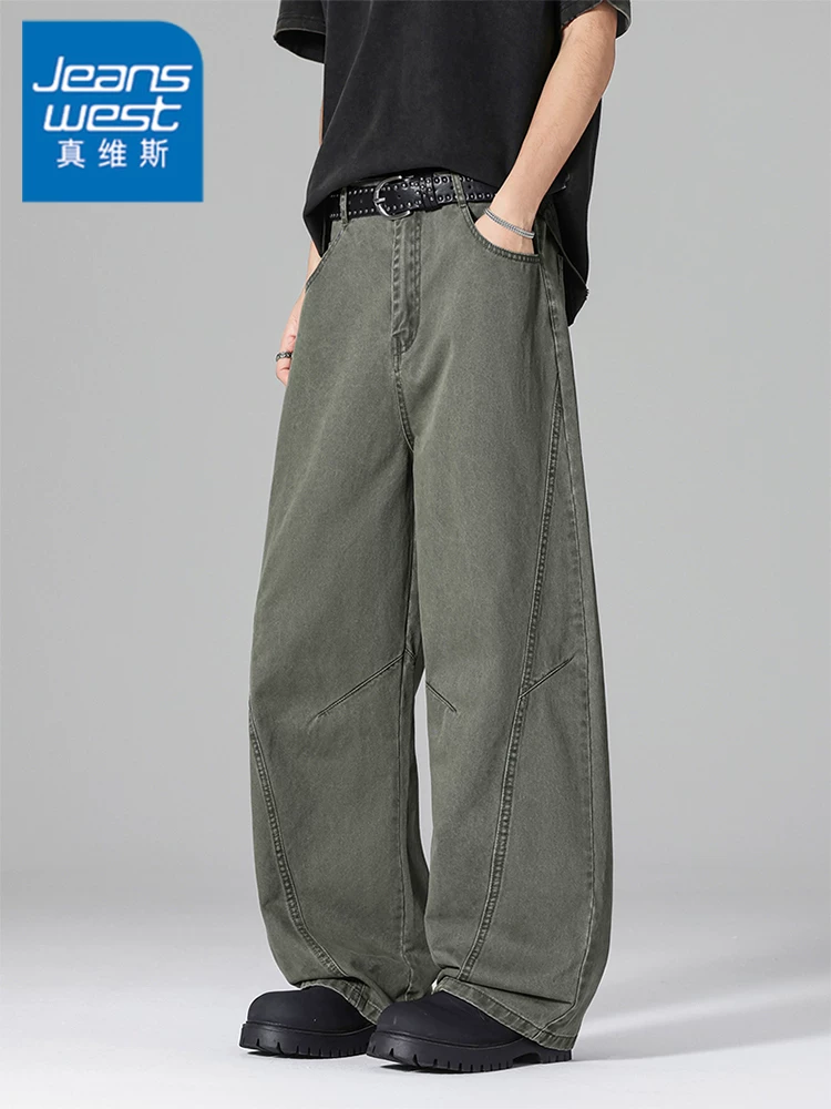 Quần dài ống rộng chất liệu cotton 100% của Jeanswest dành cho nam, quần dài mùa hè thoáng khí, thân thiện với làn da.