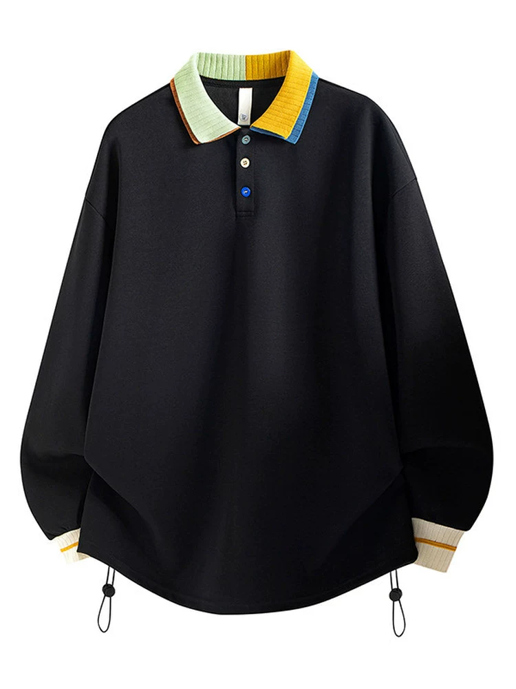Áo nỉ cổ trụ phối màu phong cách Mỹ của Jeanswest dành cho nam, áo khoác ngoài rộng rãi đa năng cho mùa thu.