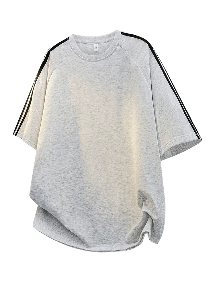 Áo thun ngắn tay sọc năm phần tư phong cách Mỹ của thương hiệu Jeanswest dành cho nam, mùa xuân hè, rộng rãi và thoáng khí, áo màu đen.