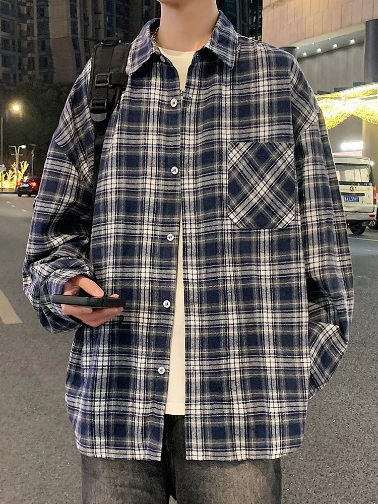 Áo sơ mi dài tay kẻ sọc cao cấp của Jeanswest dành cho nam, áo khoác dáng rộng hợp thời trang mùa xuân thu.