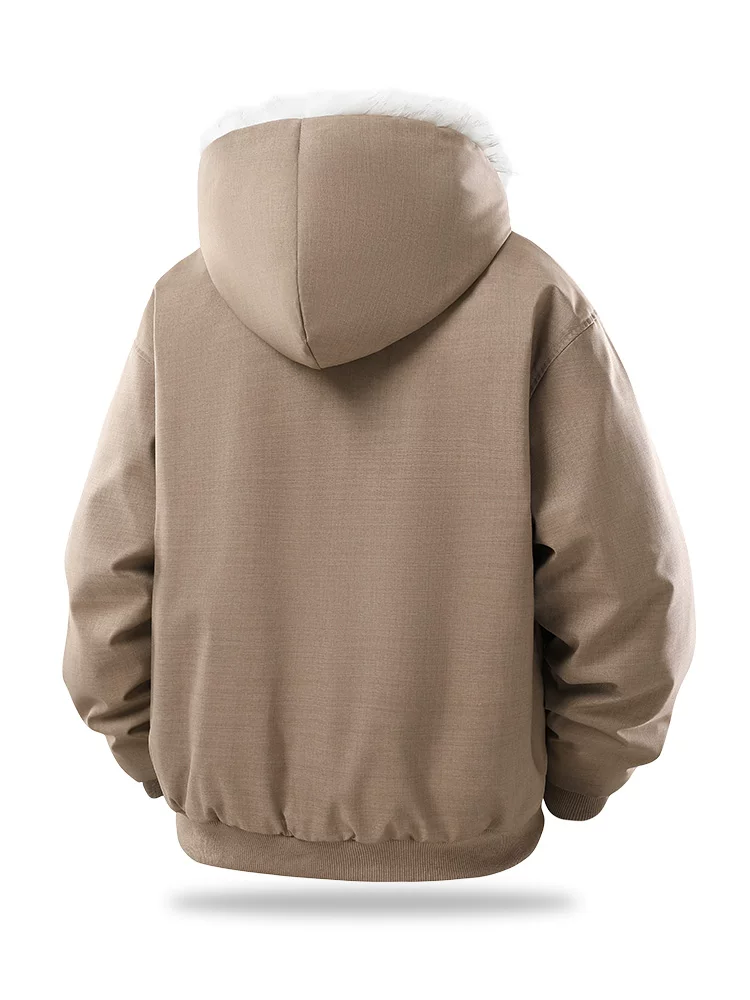 Áo khoác có mũ trùm đầu kiểu Mỹ của Jeanswest dành cho nam, áo khoác mùa đông ấm áp lót lông cừu bằng cotton.