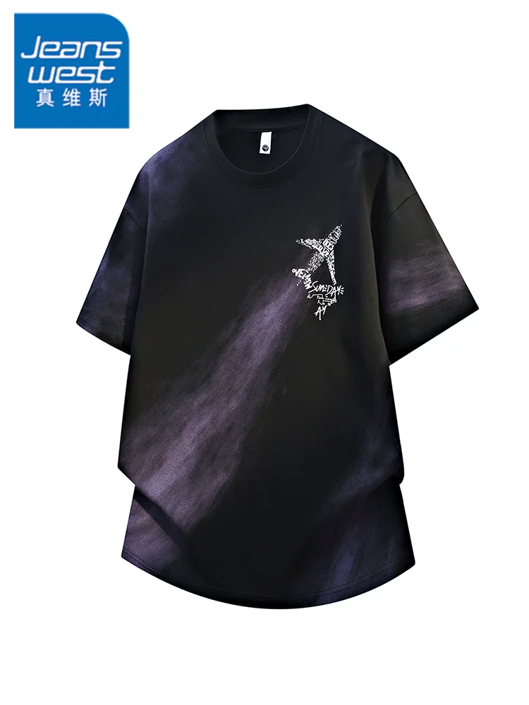 Áo thun nam cổ tròn phong cách Mỹ của Jeanswest, áo thun ngắn tay cao cấp mùa hè, rộng rãi, hợp thời trang, thoáng khí, thân thiện với làn da.