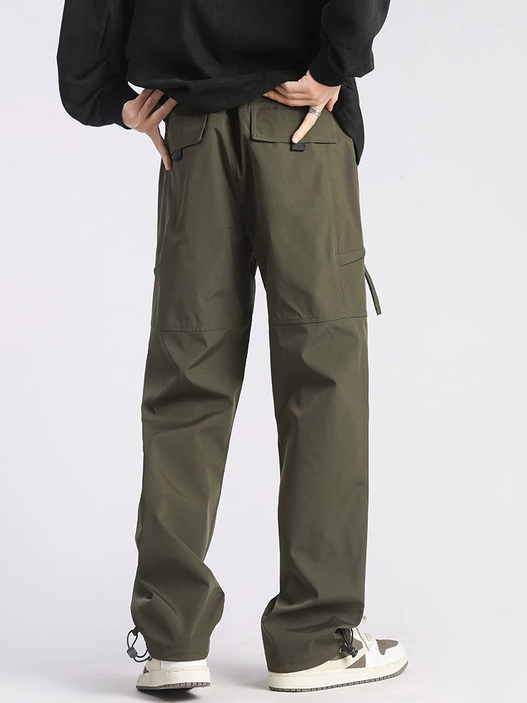 Quần chiến thuật kiểu Mỹ màu xanh quân đội của Jeanswest dành cho nam, quần công sở chức năng mùa xuân thu, quần ống đứng thời trang.