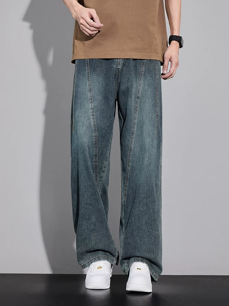 Quần jeans ống rộng dáng thẳng kiểu Mỹ Jeanswest dành cho nam, mùa xuân thu, quần dài rộng rãi cao cấp, phong cách thường ngày.