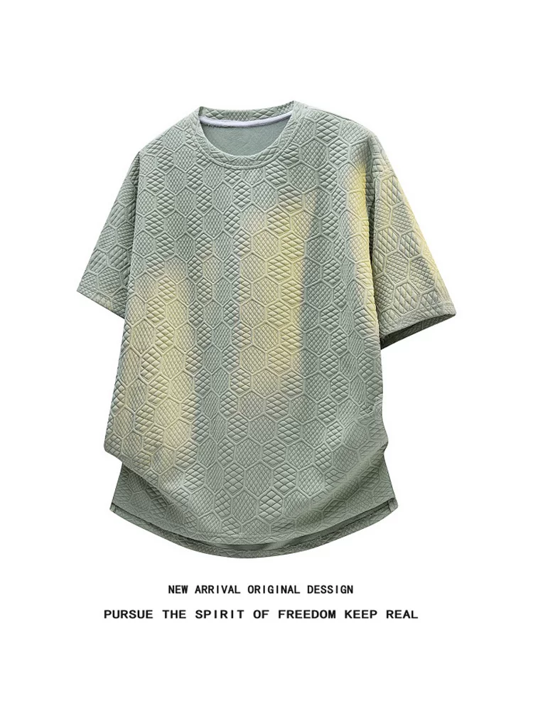Áo thun cổ tròn kiểu Mỹ chất liệu jacquard của Jeanswest dành cho nam, thương hiệu thời trang cao cấp mùa hè, tay ngắn thoáng mát và hợp thời trang.