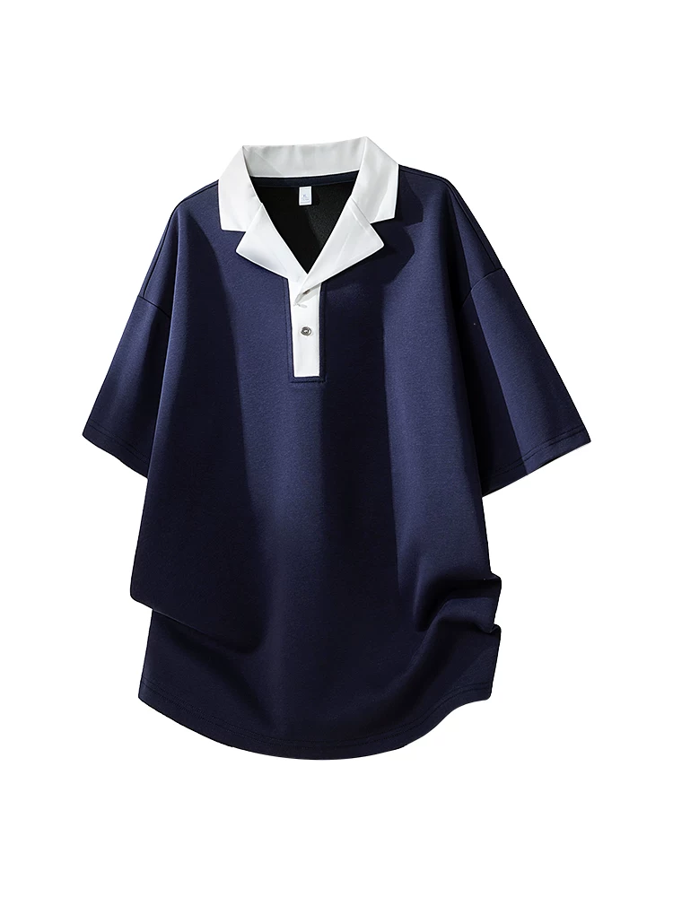 Áo polo nam Jeanswest có cổ bẻ và tay áo dài đến khuỷu tay, áo kiểu dáng rộng rãi, thời trang cao cấp mùa xuân/hè.
