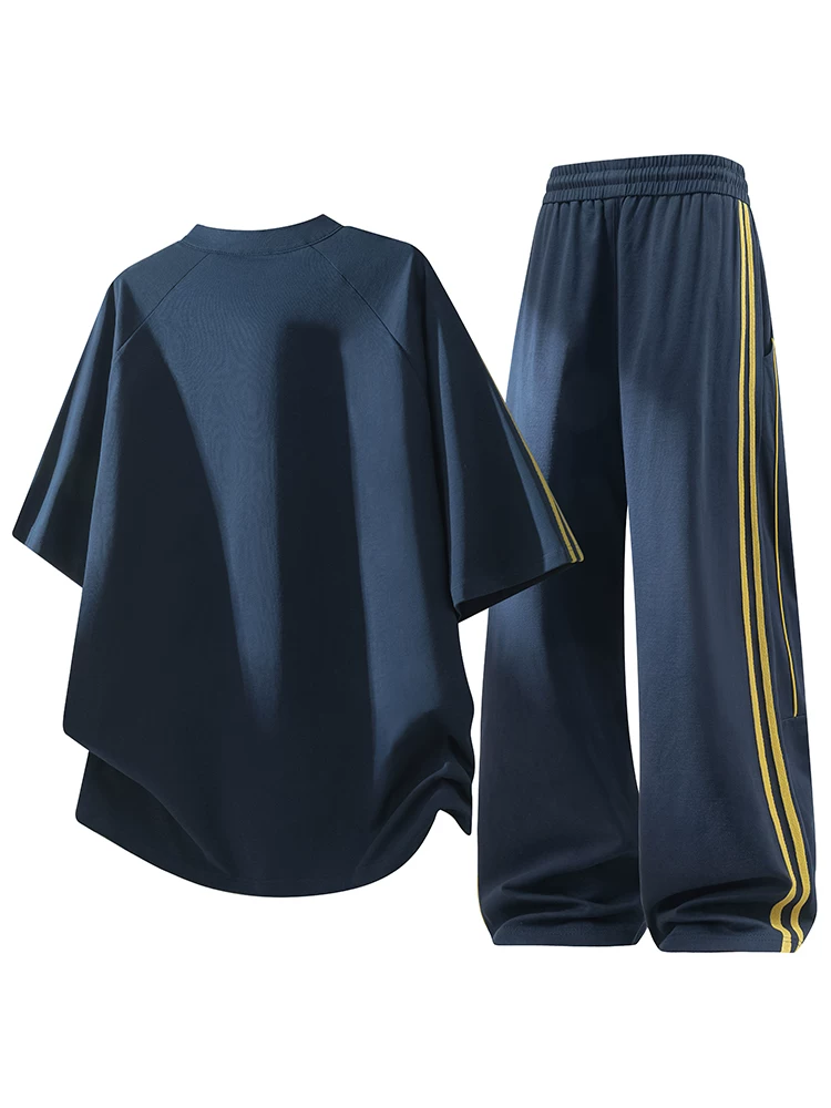 Bộ đồ thể thao kẻ sọc nửa khóa kéo kiểu Mỹ của Jeanswest dành cho nam, bộ hai mảnh thời trang cao cấp, thoải mái, hợp xu hướng mùa hè.