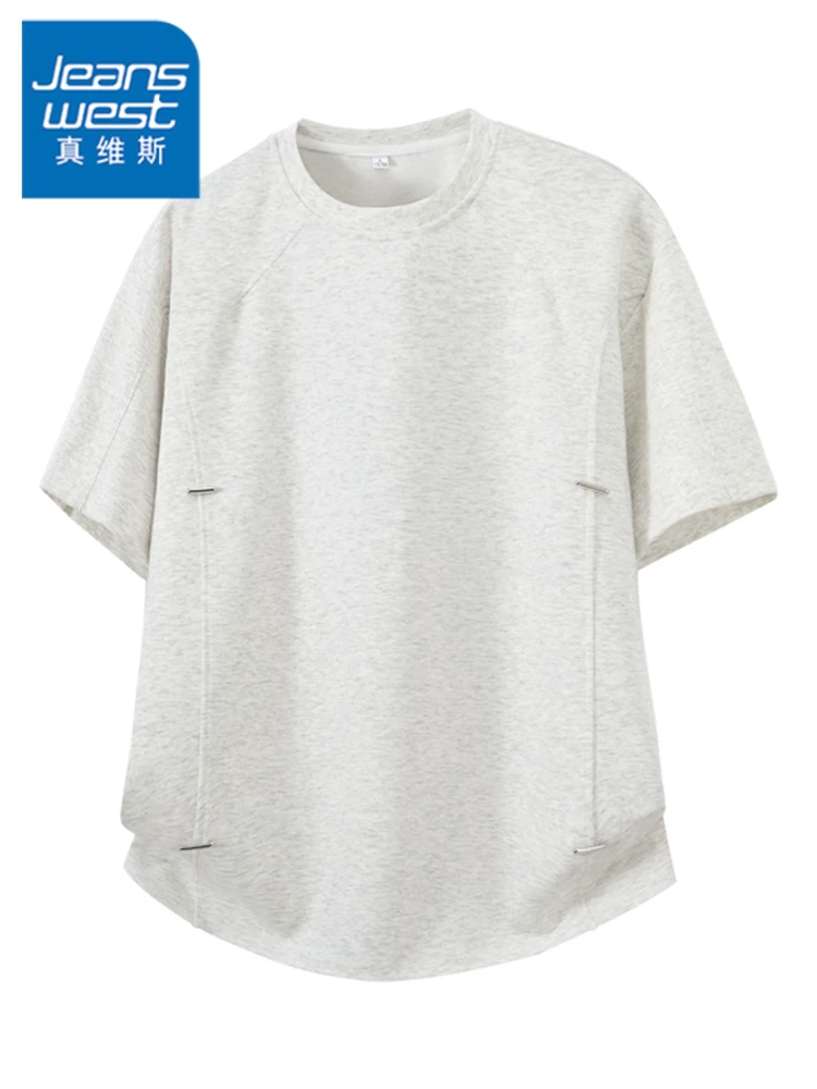 Áo thun nam cổ tròn kiểu Mỹ của Jeanswest, dáng rộng mùa hè, cảm giác cao cấp, áo ngắn tay mát mẻ và thoáng khí.