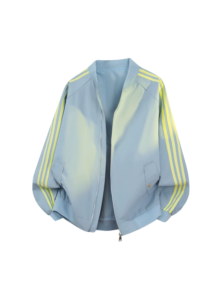 Áo khoác cổ bóng chày phối màu cổ điển cao cấp của Jeanswest dành cho nam, áo khoác ngoài dáng rộng phong cách Mỹ hợp thời trang mùa xuân thu.