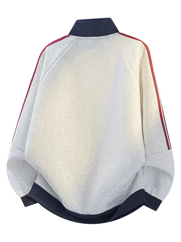 Áo khoác nam Jeanswest 2026 kiểu Mỹ mới, ba sọc, cổ đứng, mùa xuân thu, chất liệu cao cấp, dáng rộng, phong cách casual.