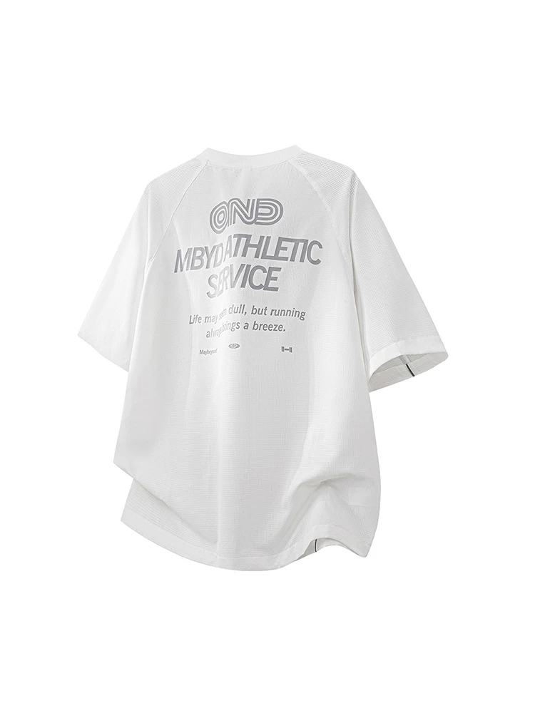 Áo thun cổ tròn in sọc phản quang Jeanswest dành cho nam, mùa hè cao cấp, chất liệu lụa đá thoáng khí, mỏng, nhanh khô, tay ngắn.
