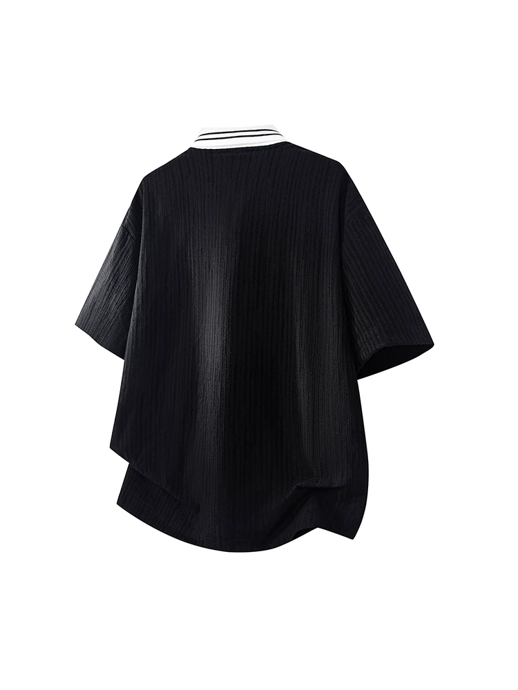 Áo polo kẻ sọc phối màu phong cách Mỹ của Jeanswest dành cho nam, kiểu dáng rộng rãi mùa hè, cảm giác cao cấp, mát mẻ và thoáng khí, tay ngắn thân thiện với làn da.