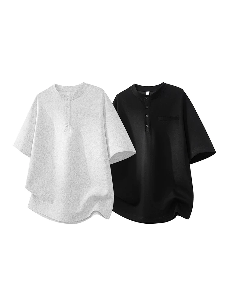 Áo thun cổ Henley cài cúc màu trơn phong cách Mỹ của Jeanswest dành cho nam, tay ngắn thoáng khí, mát mẻ và sành điệu mùa hè, cao cấp, thân thiện với làn da.