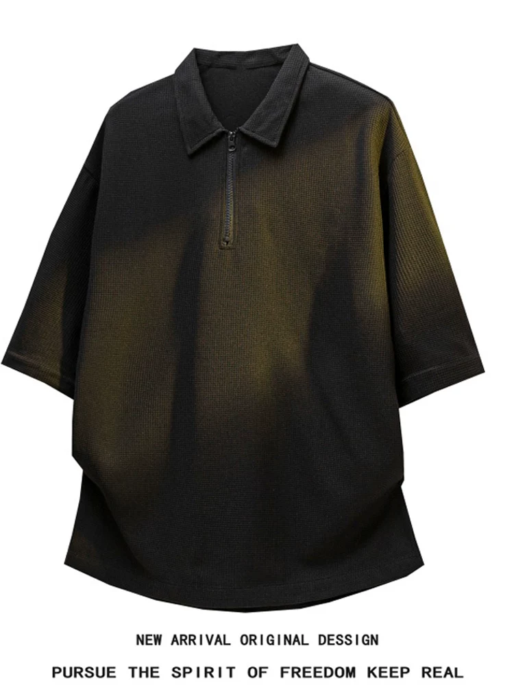 Áo polo nam Jeanswest kiểu Mỹ, màu trơn, nửa khóa kéo, chất liệu cao cấp, dáng rộng, thời trang, tay ngắn, mùa hè.