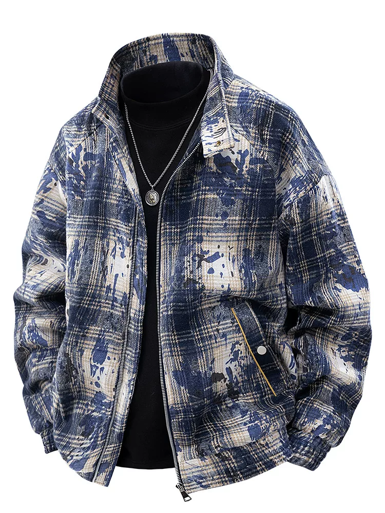 Áo khoác kẻ sọc phối màu nhuộm tie-dye cao cấp của Jeanswest dành cho nam, mùa xuân, cỡ lớn, dáng rộng.
