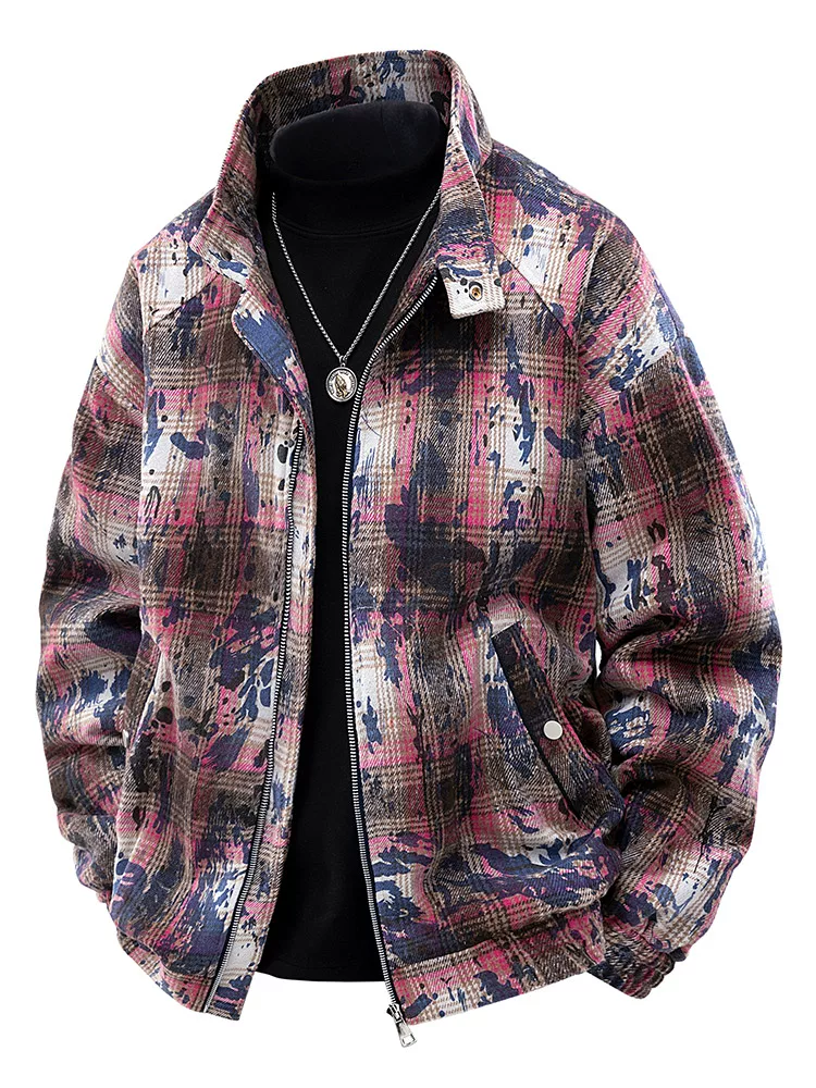 Áo khoác kẻ sọc phối màu nhuộm tie-dye cao cấp của Jeanswest dành cho nam, mùa xuân, cỡ lớn, dáng rộng.