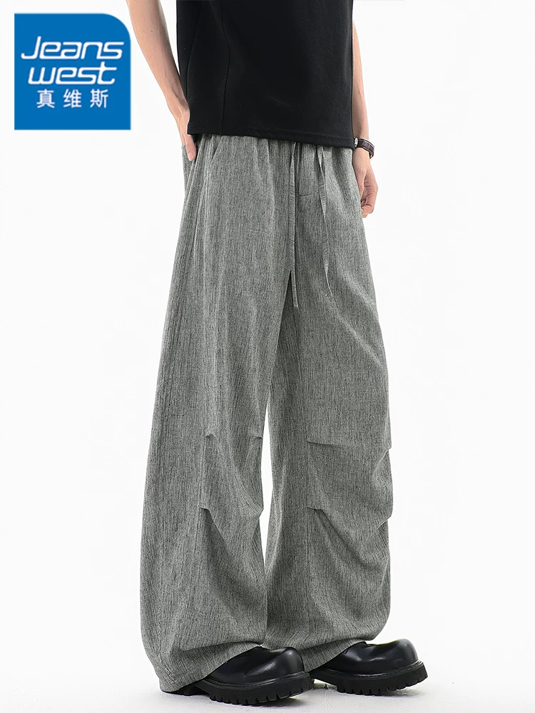 Quần Jeanswest nam mùa hè cao cấp, thân thiện với làn da, thoáng khí, vải lanh mỏng, quần ống đứng thông thường
