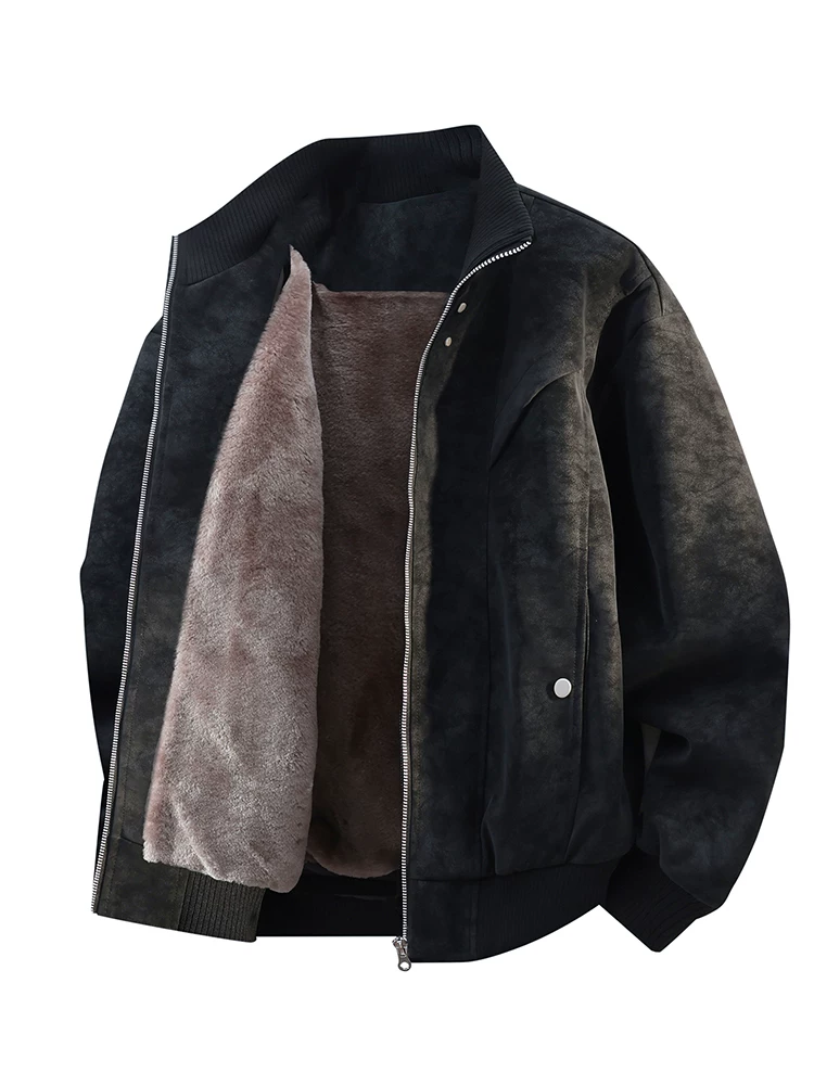 Áo khoác công sở cổ đứng lót lông cừu kiểu Mỹ của Jeanswest dành cho nam, áo khoác cỡ lớn mùa thu đông.