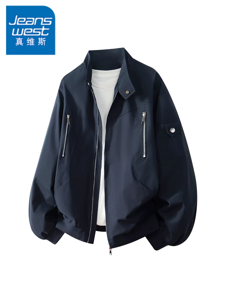 Áo khoác cổ đứng dáng rộng phong cách Mỹ của Jeanswest dành cho nam, áo khoác ngoài thời trang cao cấp mùa xuân thu.