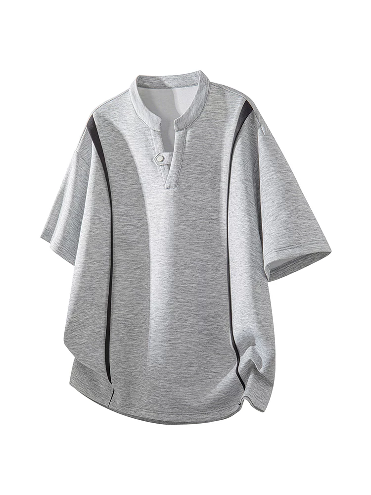 Áo thun nửa tay phối màu cao cấp của Jeanswest dành cho nam, áo thun màu đen dáng rộng, phong cách thường ngày, hợp thời trang mùa xuân hè.