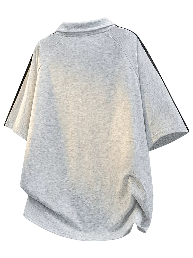 Áo thun polo ba sọc kiểu Mỹ của Jeanswest dành cho nam, áo thun ngắn tay mùa hè thông thường, rộng rãi, thoáng khí, thân thiện với làn da.