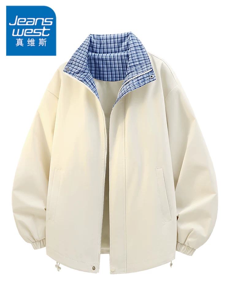 Áo khoác nam Jeanswest kiểu Mỹ, dáng rộng, cổ đứng, phối màu, mẫu mới xuân thu 2026, áo khoác ngoài cao cấp, thời thượng.