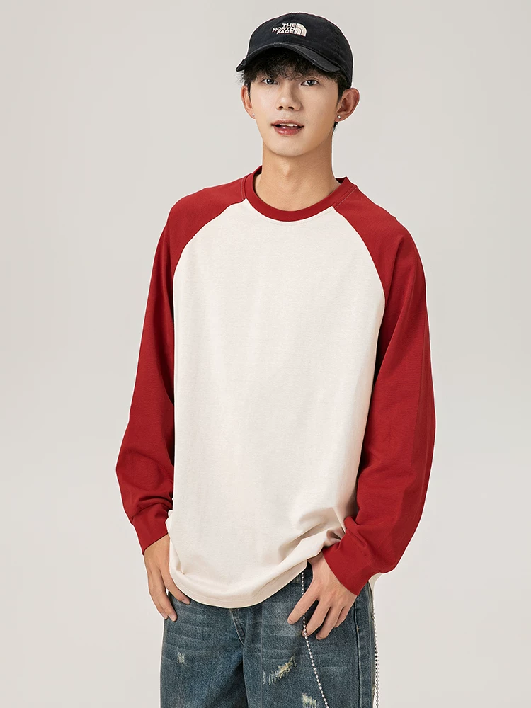 Áo nỉ cổ tròn phối màu của Jeanswest dành cho nam, áo thun dài tay kiểu dáng thời trang thu đông.