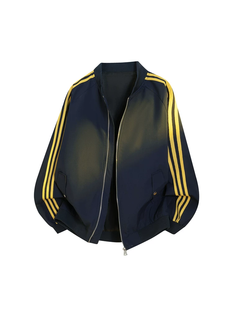 Áo khoác cổ bóng chày phối màu cổ điển cao cấp của Jeanswest dành cho nam, áo khoác ngoài dáng rộng phong cách Mỹ hợp thời trang mùa xuân thu.