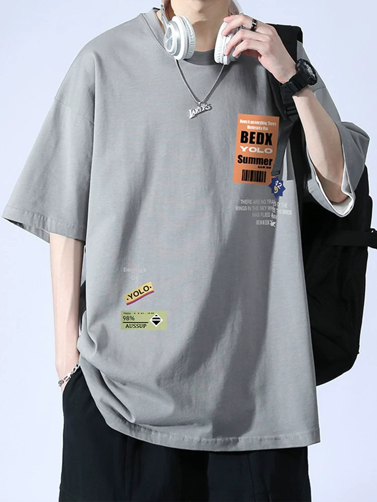 Áo thun ngắn tay cotton nguyên chất màu đen của Jeanswest dành cho nam mùa hè mỏng hợp thời trang thương hiệu áo thun nửa tay dành cho học sinh trung học