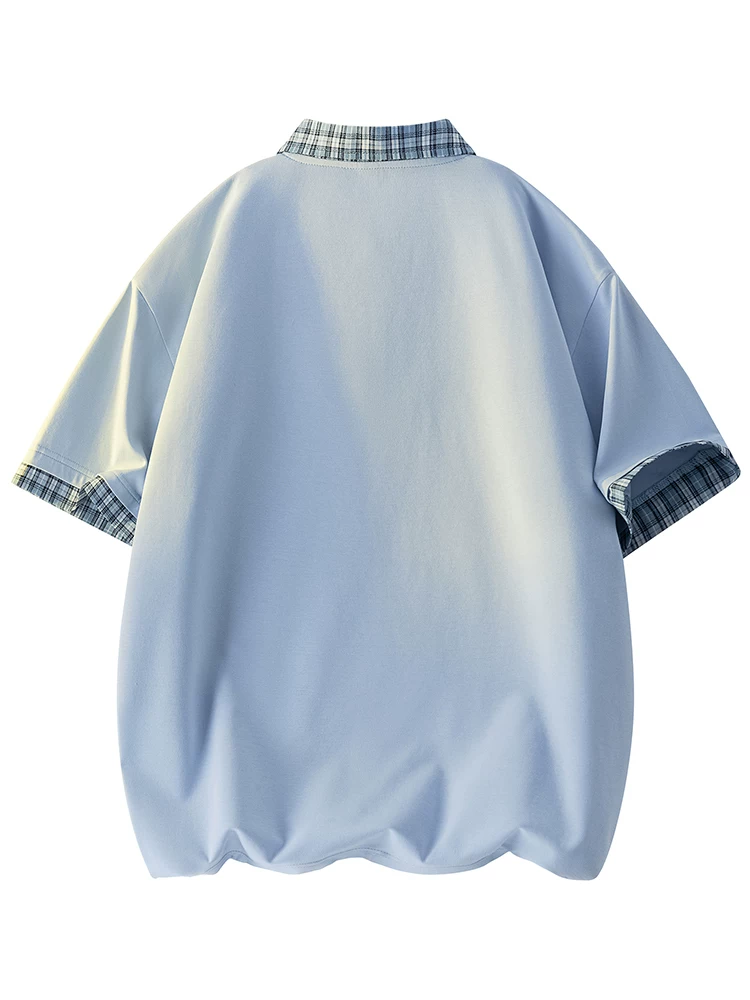 Áo thun nam Jeanswest kiểu Mỹ phối màu, chất liệu lụa băng, cao cấp, dáng rộng, thoáng khí, mỏng, kiểu polo mùa hè.